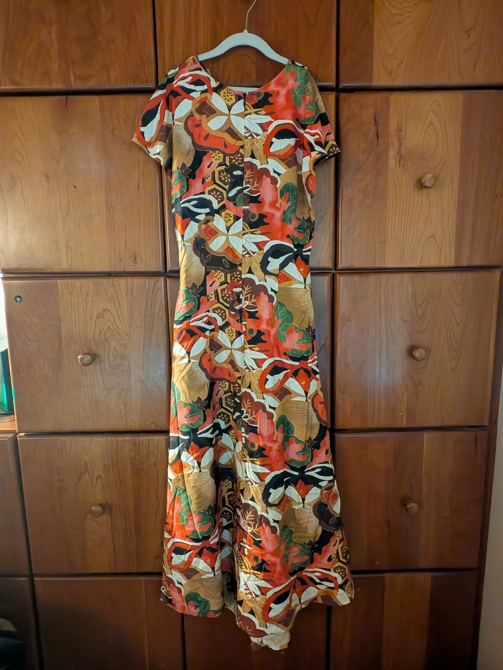 Natori Ikebana Printed Cotton Silk Drape Dress